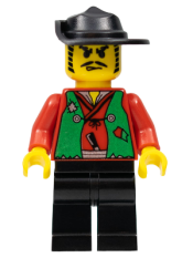 LEGO Male Actor, Red Shirt, Black Wide Brim Hat minifigure