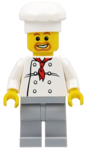 LEGO Chef - White Torso with 8 Buttons, Light Bluish Gray Legs minifigure