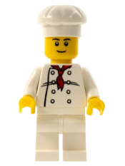 LEGO Chef - White Torso with 8 Buttons, White Legs, Black Eyebrows minifigure