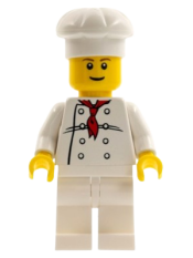 LEGO Chef - White Torso with 8 Buttons, White Legs, Reddish Brown Eyebrows minifigure