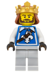 LEGO Warrior - King with Fleur de Lis Vest, Crown, Dark Brown Beard minifigure