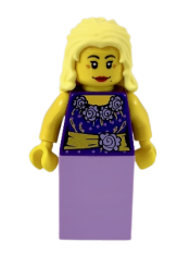 LEGO Musician - Female, Blouse with Gold Sash and Flowers, Lavender Skirt, Bright Light Yellow Hair minifigure