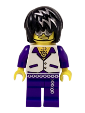 LEGO Musician - Male, White Vest with Dark Purple Open Shirt, Dark Purple Pants with Silver Trim minifigure