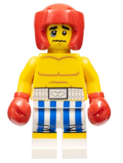 LEGO Boxer, Black Eye, Blue and White Striped Trunks minifigure