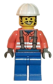 LEGO Construction Worker - Orange Shirt, White Construction Helmet minifigure