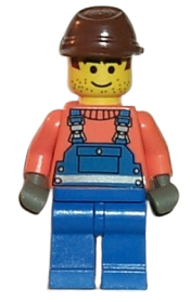 LEGO Overalls with Safety Stripe Blue, Brown Cavalry Cap minifigure