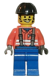 LEGO Construction Worker - Orange Shirt, Black Construction Helmet minifigure