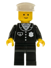 LEGO Police - Suit with 4 Buttons, Black Legs, White Hat minifigure