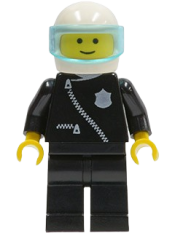 LEGO Police - Zipper with Badge, Black Legs, White Helmet, Trans-Light Blue Visor minifigure