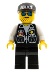 LEGO Police - Sheriff Star and 2 Pockets, Black Legs, White Arms, Black Cap with Police Pattern minifigure