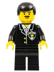 LEGO Police - Suit with Sheriff Star, Black Legs, Black Male Hair minifigure