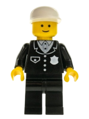 LEGO Police - Suit with 4 Buttons, Black Legs, White Cap minifigure