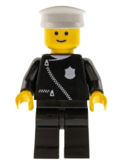 LEGO Police - Zipper with Badge, Black Legs, White Hat minifigure