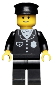 LEGO Police - Suit with 4 Buttons, Black Legs, Black Hat minifigure