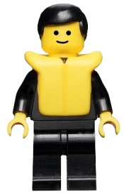 LEGO Police - Suit with 4 Buttons, Black Legs, Black Male Hair, Life Jacket minifigure