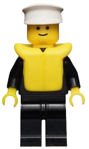 LEGO Police - Suit with 4 Buttons, Black Legs, White Hat, Life Jacket minifigure