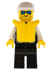 LEGO Police - Sheriff Star and 2 Pockets, Black Legs, White Arms, White Cap, Life Jacket, Blue Sunglasses minifigure