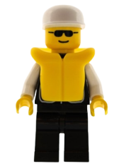 LEGO Police - Sheriff Star and 2 Pockets, Black Legs, White Arms, White Cap, Life Jacket, Black Sunglasses minifigure