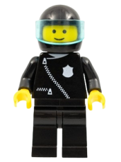 LEGO Police - Zipper with Badge, Black Legs, Black Helmet, Trans-Light Blue Visor minifigure