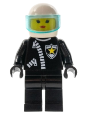 LEGO Police - Zipper with Sheriff Star, White Helmet, Trans-Light Blue Visor, Female minifigure