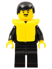 LEGO Police - Suit with Sheriff Star, Black Legs, Black Male Hair, Life Jacket minifigure
