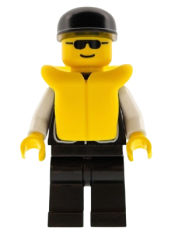 LEGO Police - Sheriff Star and 2 Pockets, Black Legs, White Arms, Black Cap, Life Jacket minifigure