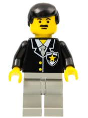 LEGO Police - Suit with Sheriff Star, Light Gray Legs, Black Male Hair minifigure