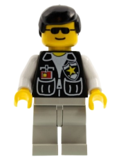 LEGO Police - Sheriff Star and 2 Pockets, Light Gray Legs, White Arms, Black Male Hair minifigure