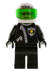 LEGO Police - Zipper with Sheriff Star, White Helmet with Police Pattern, Trans-Green Visor minifigure