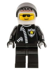 LEGO Police - Zipper with Sheriff Star, White Helmet with Police Pattern, Black Visor, Sunglasses minifigure