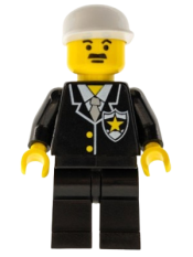 LEGO Police - Suit with Sheriff Star, Black Legs, White Cap minifigure