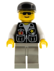 LEGO Police - Sheriff Star and 2 Pockets, Light Gray Legs, White Arms, Black Cap, Black Sunglasses minifigure