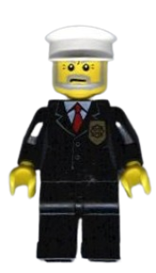 LEGO Police - City Suit with Red Tie and Badge, Black Legs, White Hat minifigure