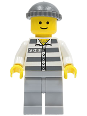 LEGO Police - Jail Prisoner 50380 Prison Stripes, Light Bluish Gray Legs, Dark Bluish Gray Knit Cap minifigure