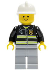 LEGO Fire - Reflective Stripes, Light Bluish Gray Legs, White Fire Helmet, Standard Grin minifigure