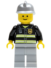 LEGO Fire - Reflective Stripes, Light Bluish Gray Legs, Silver Fire Helmet, Standard Grin minifigure