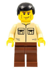 LEGO Shirt with 2 Pockets No Collar, Reddish Brown Legs, Black Male Hair set