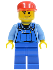 LEGO Farm Hand, Blue Overalls, Long Bill Cap minifigure