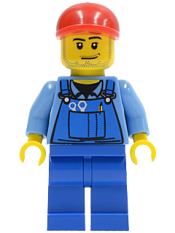 LEGO Farm Hand, Blue Overalls, Short Bill Cap minifigure