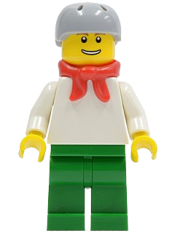 LEGO Plain White Torso with White Arms, Green Legs, Helmet and Scarf set
