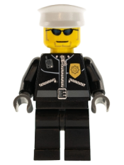 LEGO Police - City Leather Jacket with Gold Badge, White Hat, Dark Blue Sunglasses minifigure