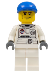 LEGO Spacesuit, White Legs, Blue Short Bill Cap, Brown Eyebrows minifigure
