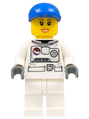 LEGO Spacesuit, White Legs, Blue Short Bill Cap, Eyelashes minifigure