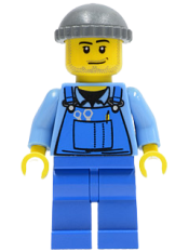 LEGO Overalls with Tools in Pocket Blue, Dark Bluish Gray Knit Cap minifigure