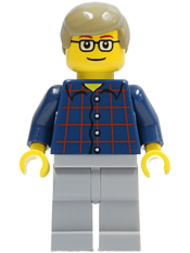 LEGO Plaid Button Shirt, Light Bluish Gray Legs, Dark Tan Male Hair, Glasses minifigure