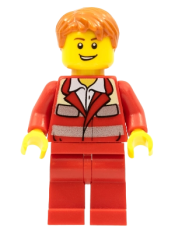 LEGO Paramedic - Red Uniform, Male, Tousled Hair minifigure