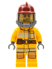 LEGO Fire - Bright Light Orange Fire Suit with Utility Belt, Dark Red Fire Helmet, Yellow Air Tanks minifigure