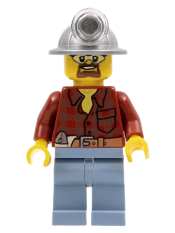 LEGO Flannel Shirt with Pocket and Belt, Sand Blue Legs, Mining Helmet, Safety Goggles minifigure