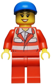 LEGO Paramedic - Red Uniform, Female, Blue Short Bill Cap minifigure