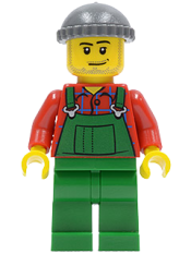 LEGO Overalls Farmer Green, Dark Bluish Gray Knit Cap minifigure